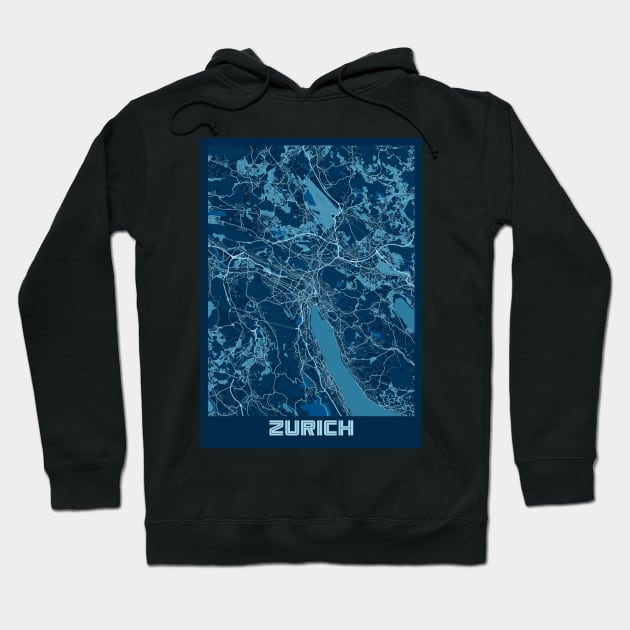 Zurich - Switzerland Peace City Map Hoodie by tienstencil